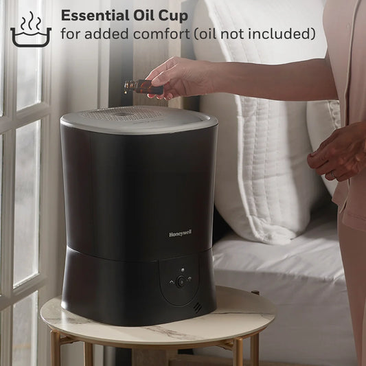 1.5 Gal. 500 Sq Ft Filter Free Warm Mist Humidifier with Essential Oil Cup, Black, HWM440