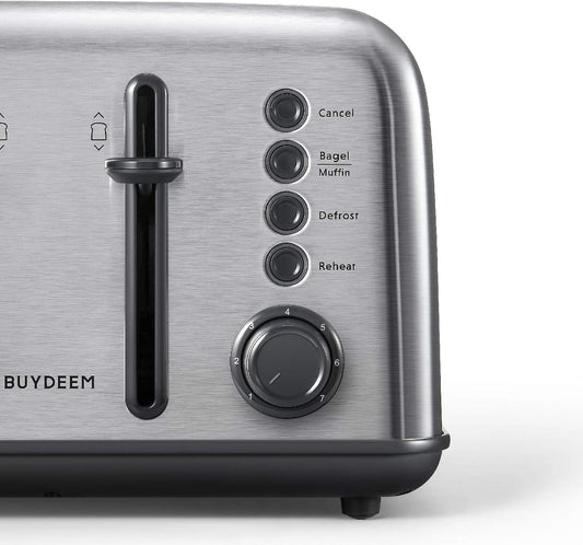 DT640 4-Slice Toaster, Extra Wide Slots, Retro Stainless Steel with High Lift Lever, Bagel and Muffin Function, Removal Crumb Tray, 7-Shade Settings,Stainless Steel