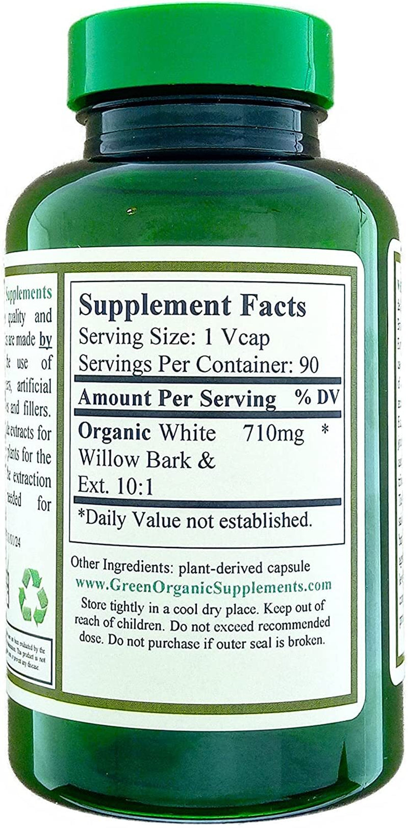 White Willow Bark Capsules 90 Veg Caps, 710Mg Willow Bark Extract, Non GMO