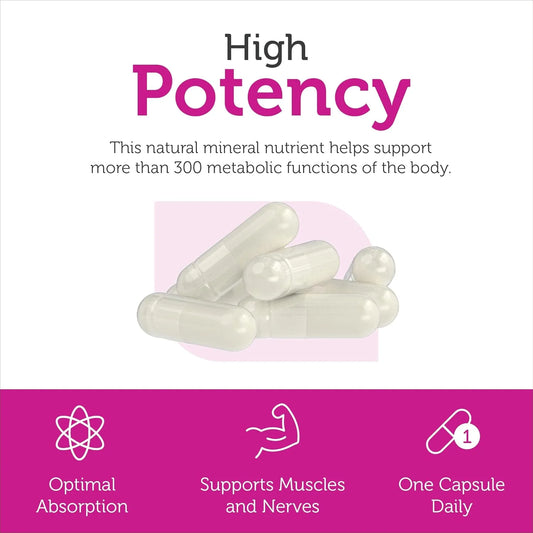 Magnesium Citrate 200 Mg Capsules, Advanced Magnesium Supplements for Muscle & Nerve Health, Bioactive Magnesium, 250 Capsules