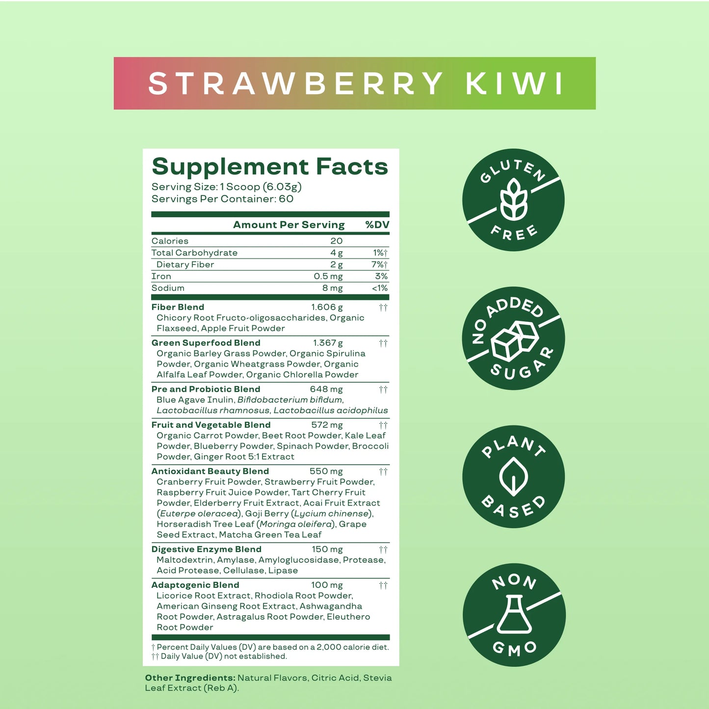 Greens & Superfoods Powder, Strawberry Kiwi, 25 Servings