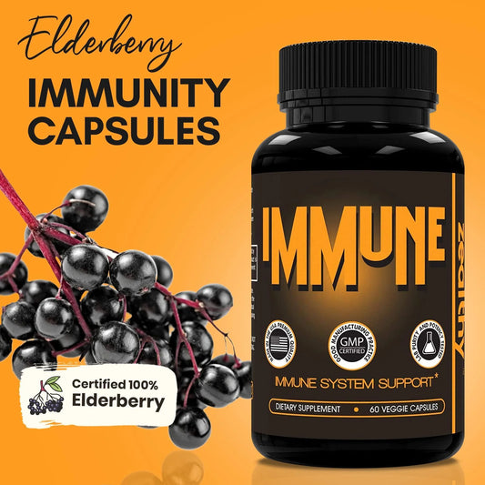 Immune Support Supplement Elderberry Capsules with Vitamin D3 Vitamin C and Zinc for Immune Support Immune Boosters for Adults