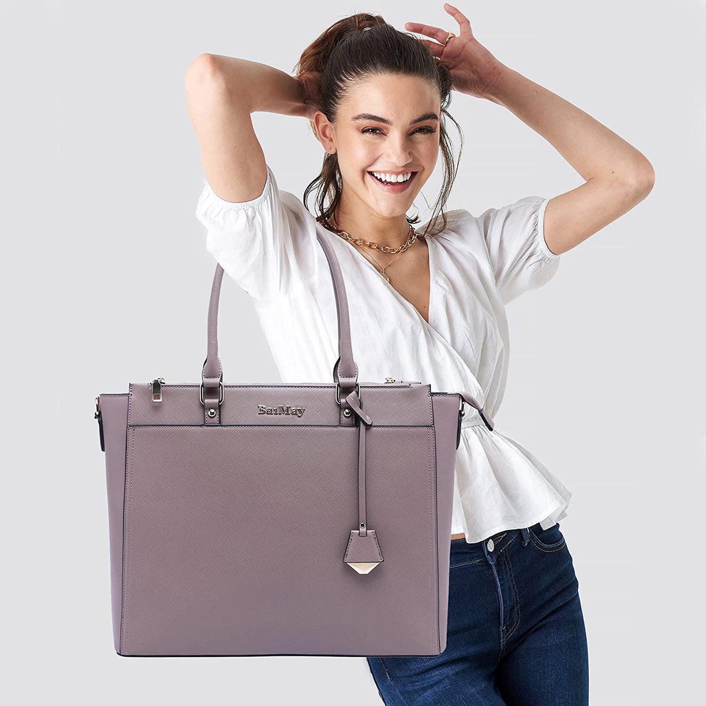 Laptop Bag for Women,Tote Bag,15.6-17 Inch Laptop Bag, Large Tote Bag Teacher Bag Work Bag Briefcase with Multi-Pockets for Girls Work University Travel,Birthday Mother'S Day Graduation Gift for Her
