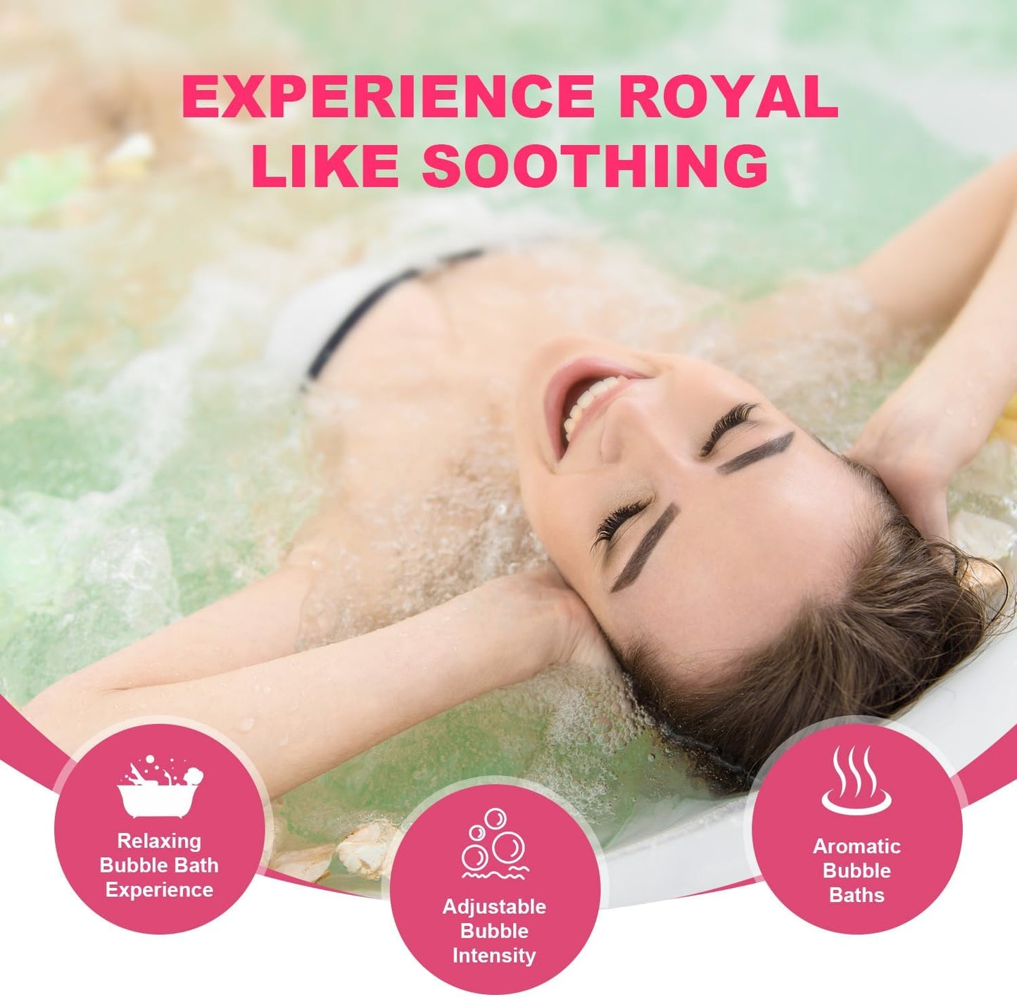 Bubble Bath Mat,Full Body Waterproof Spa Mat for Bathtub, 6-Speed Bubbles, Remote Control & Non-Slip Suction Cups for Home Relaxation