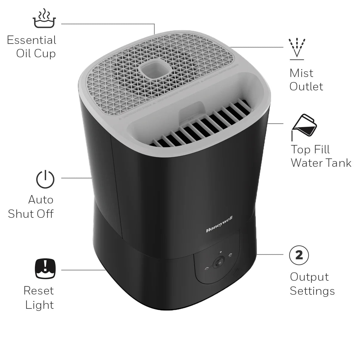 1.5 Gal. 500 Sq Ft Filter Free Warm Mist Humidifier with Essential Oil Cup, Black, HWM440