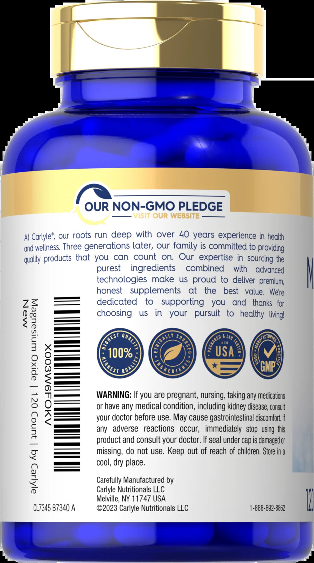 Magnesium Oxide 500Mg | 120 Quick Release Capsules | Non-Gmo and Gluten Free Supplement | by