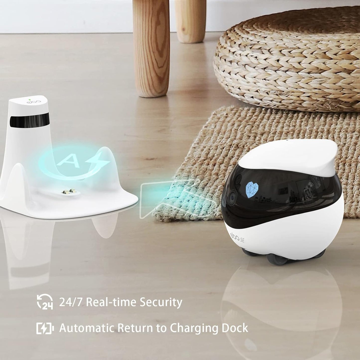 SE Home Robot Camera: 1080P Mobile Familybot Pet Companion | Whole-Home Mobility, Two-Way Talk, Night Vision, Local Storage, Auto-Recharge, Long Distance Gift for Family/Pet