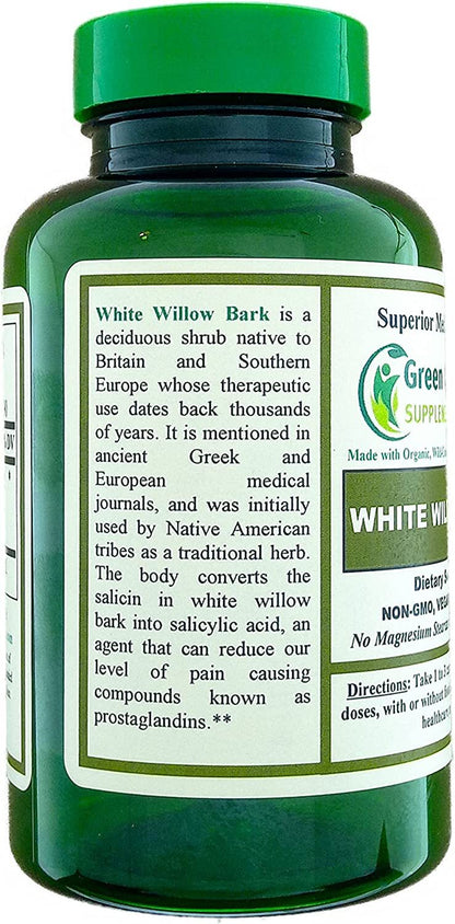 White Willow Bark Capsules 90 Veg Caps, 710Mg Willow Bark Extract, Non GMO