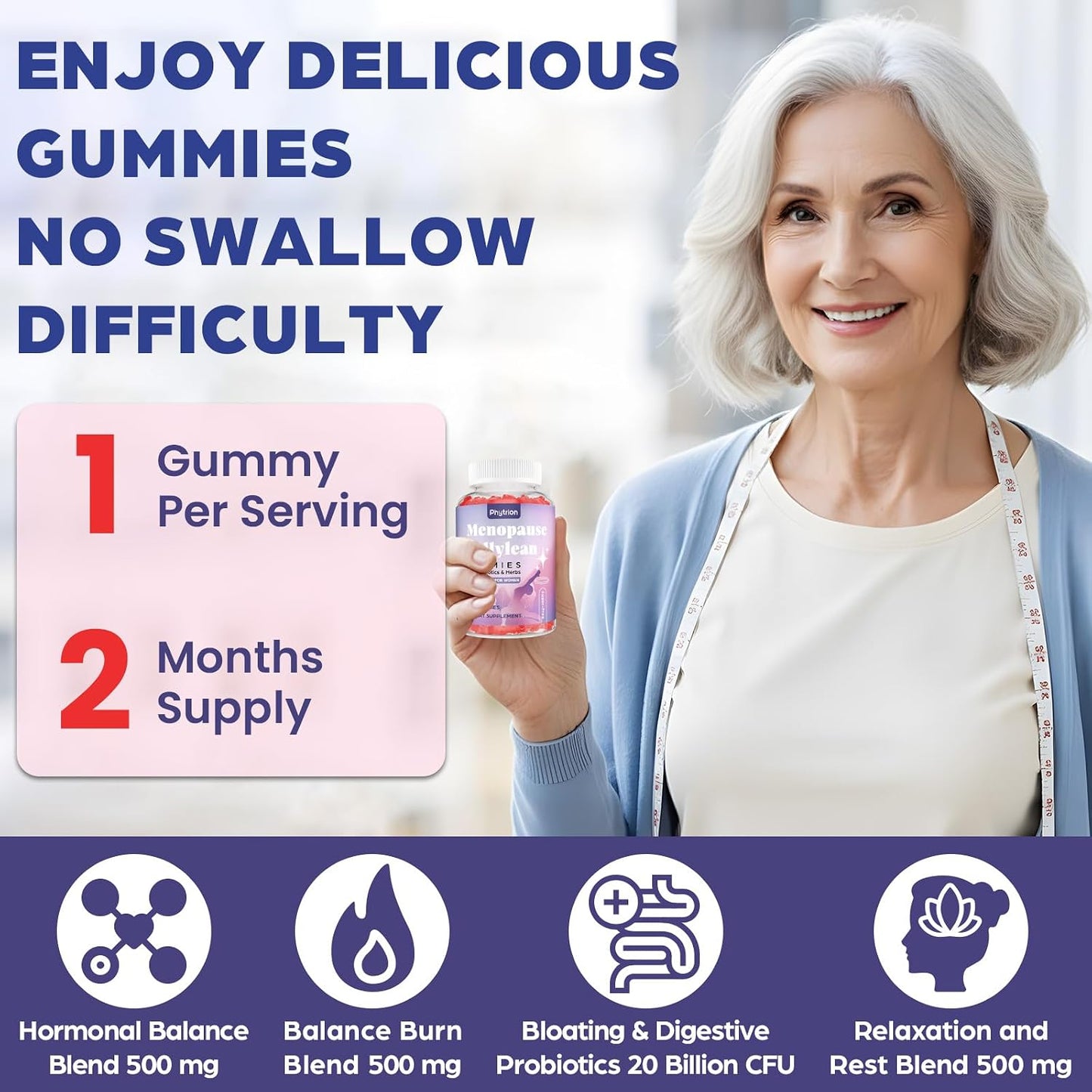 Menopause Supplements for Women, 120 Servings & 0 Sugar Menopause Gummies, Menopause Relief with Black Cohosh, Ashwagandha & Probiotics - Menopause Belly, Hormone Balance, Night Sweats & Mood Swings