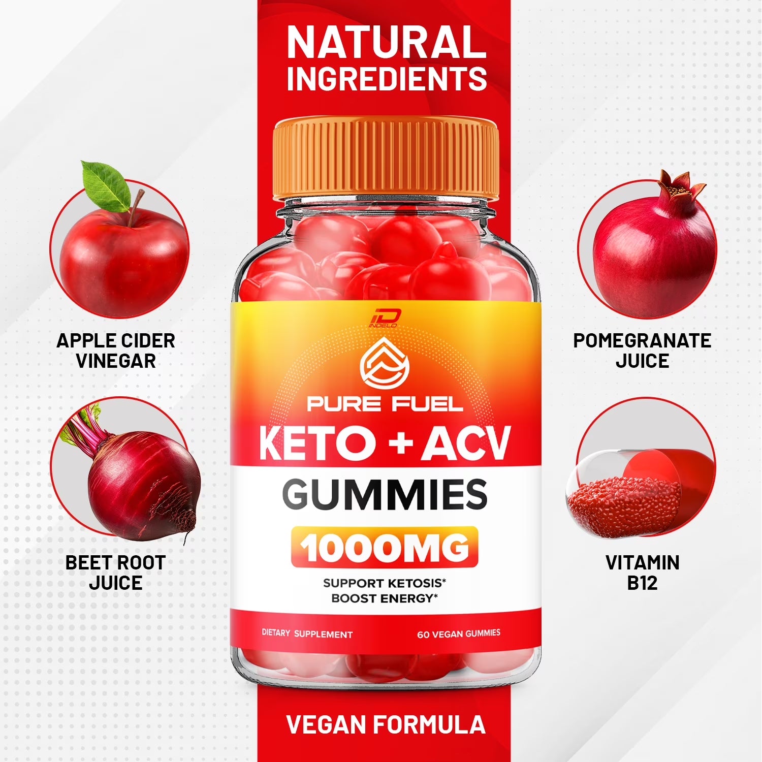 Pure Fuel Gummies - Pure Fuel Apple Cider Vinegar Gummy Supplement for Energy - Pure Fuel Keto Gummies Dietary Supplement (60 Gummies)