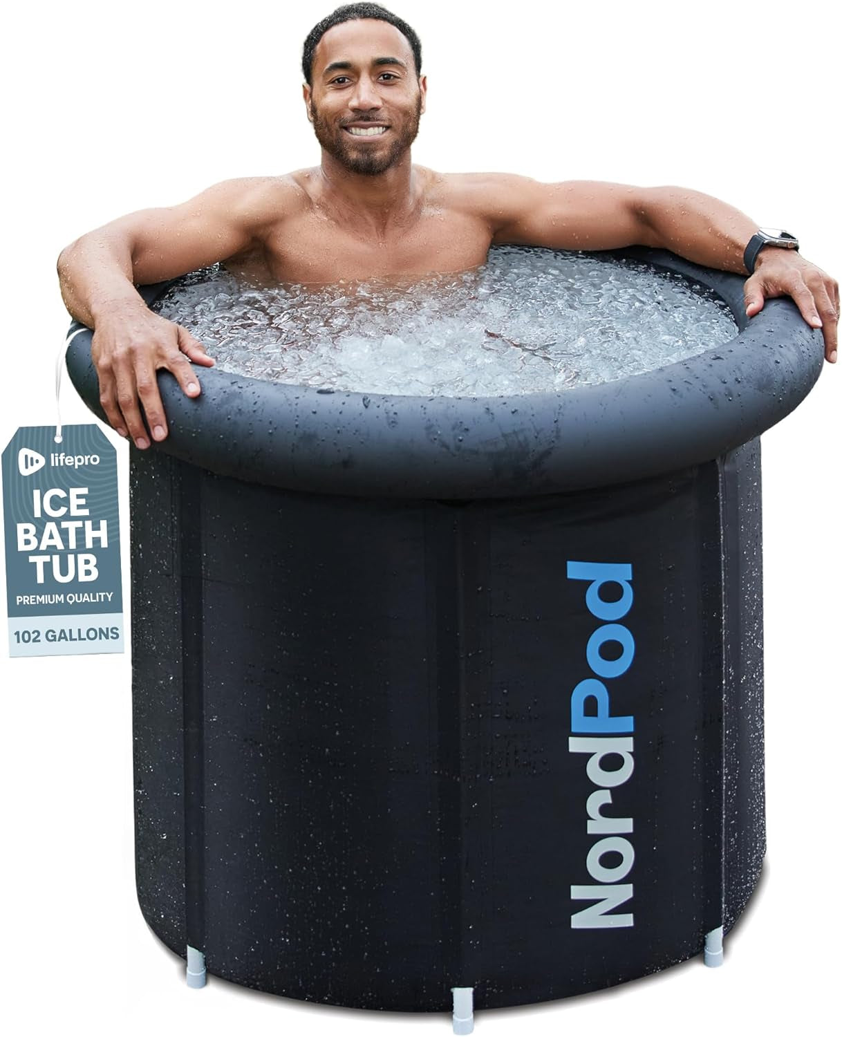 Nordpod Recovery Ice Tub – Portable Cold Plunge Tub for Ice Bath Recovery & Cold Water Therapy – Ice Bath Tub for Athletes – Indoor/Outdoor Cold Plunge Tub Outdoor with All-Weather Lid