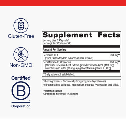 Berberine GT - Supports Cardiovascular Health and Healthy Carbohydrate Metabolism* - 60 Count