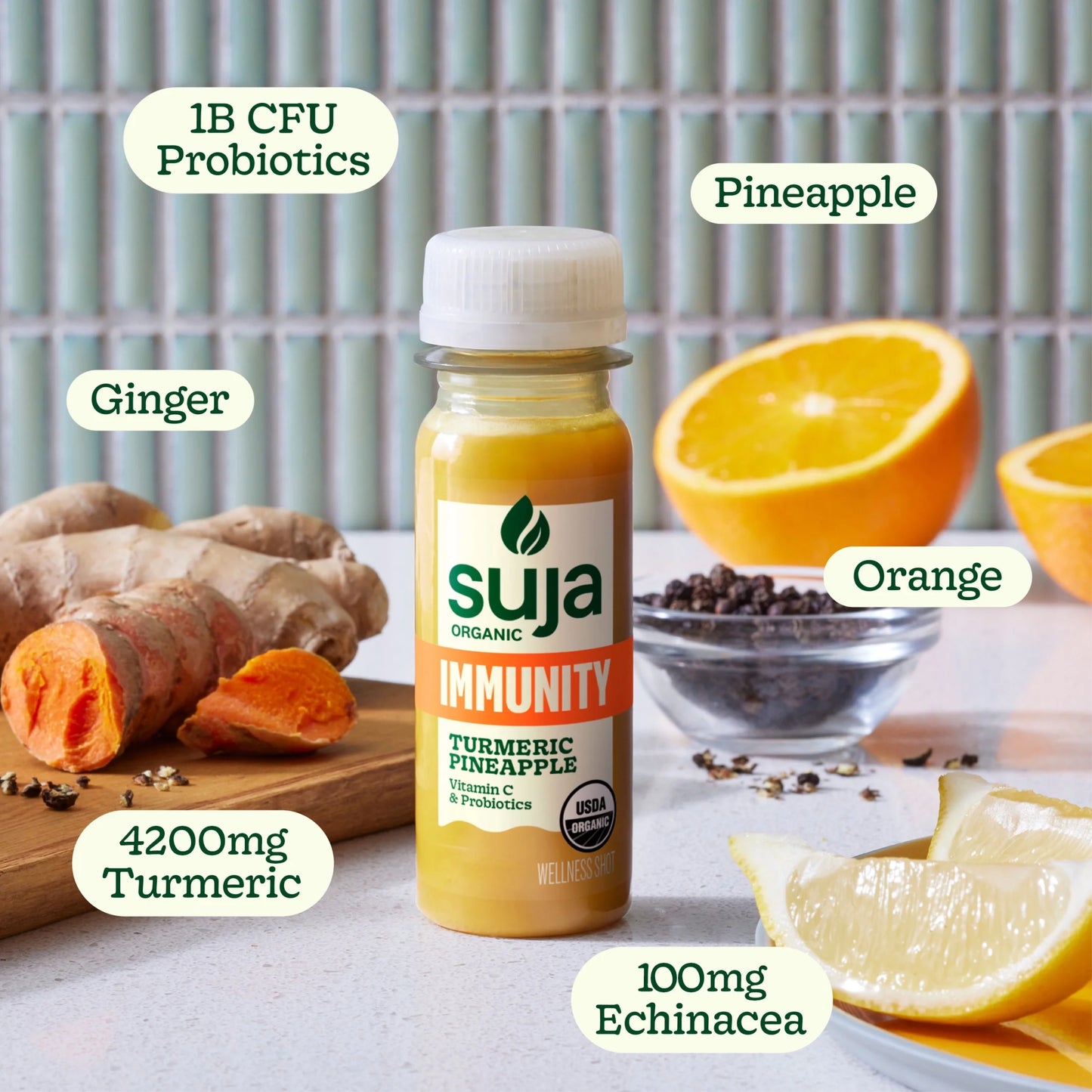 Organic Immunity Turmeric Pineapple Wellness Shots, 1.7 Fl Oz Bottle, 4-Pack