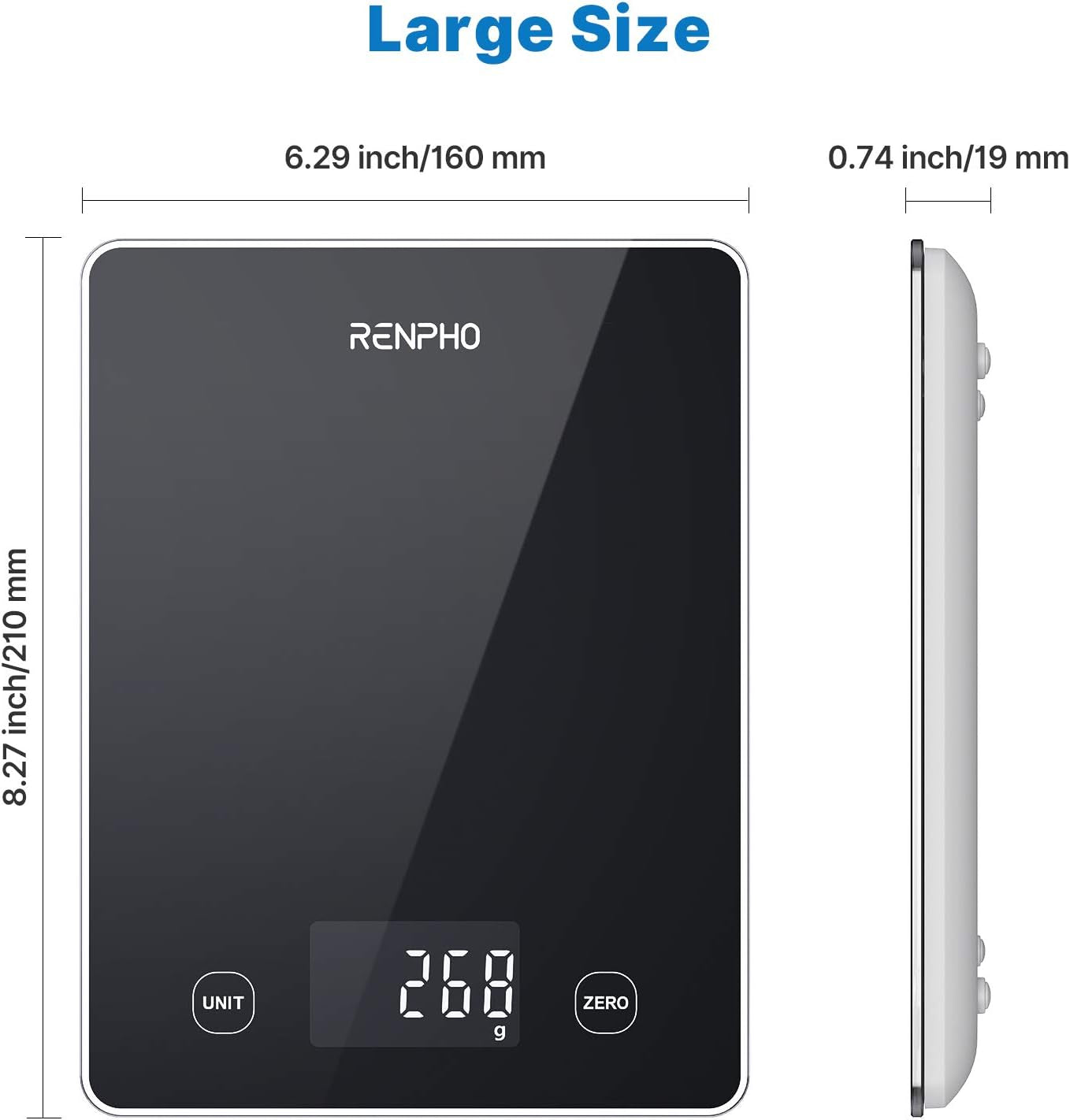 RENPHO Digital Kitchen Scale, Smart Food Weight Scale with Nutritional Calculator, Gram Scale for Weight Loss Cooking Baking Keto Macro Diet, Black Glass, 22Lb/10Kg