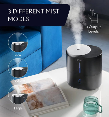 Top Fill 2L Cool Mist Humidifiers & Essential Oil Diffuser for Home - Smart Aroma Ultrasonic Air Humidifier for Large Room, Bedroom, Baby, Kid - Easy to Clean & Fill, Auto Shut Off, Quiet