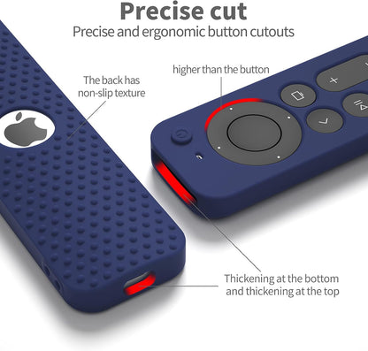 Silicone Cover Compatible with Apple TV Siri Remote 3Rd 2023 Shockproof Protective Case for Apple TV 4K 2Nd 2021 Remote Sleeve with Lanyard(Dark Blue)