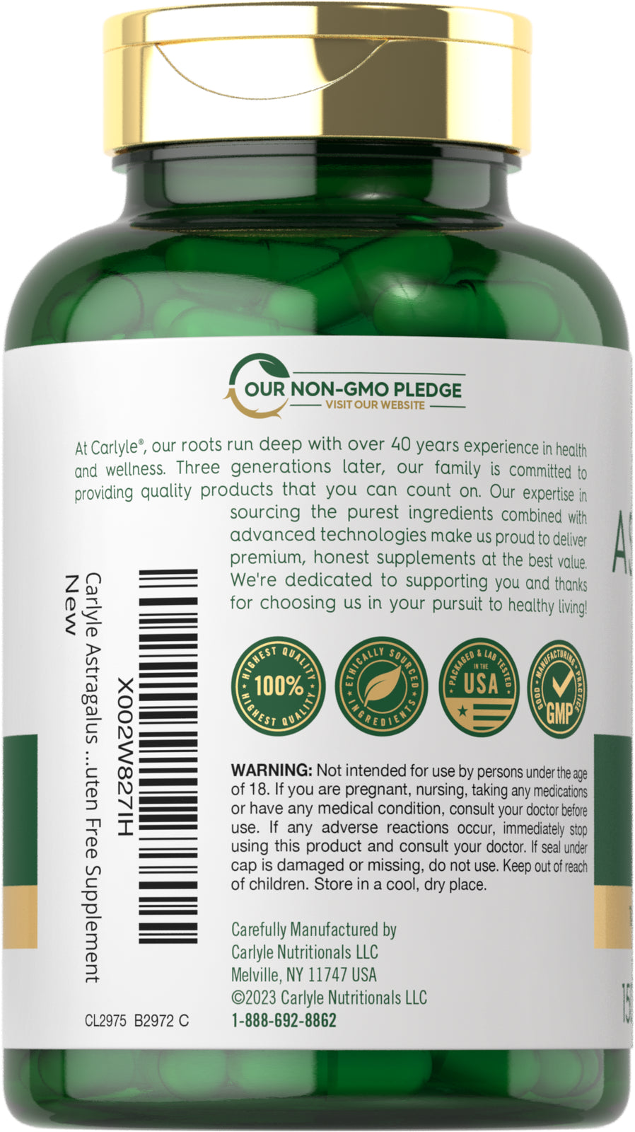 Astragalus Capsules 4500Mg | 150 Count | Vegetarian, Non-Gmo | by Carlyle