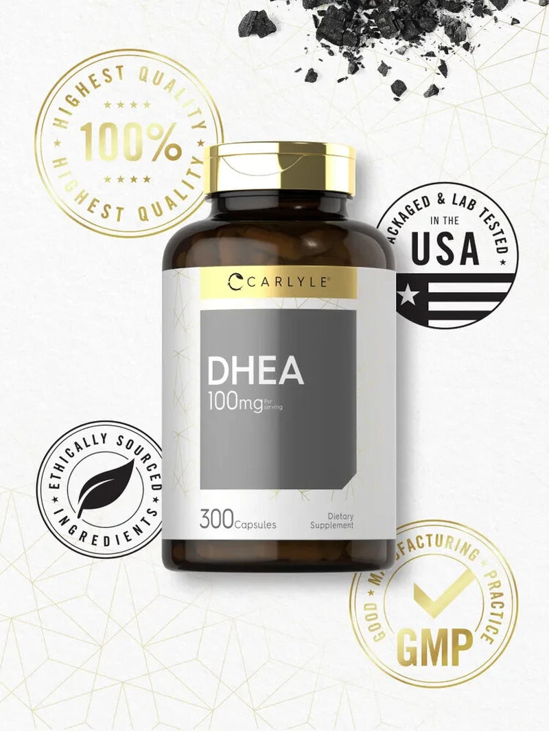 DHEA 100Mg | 300 Capsules | Non-Gmo & Gluten Free Supplement | by Carlyle