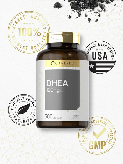 DHEA 100Mg | 300 Capsules | Non-Gmo & Gluten Free Supplement | by Carlyle
