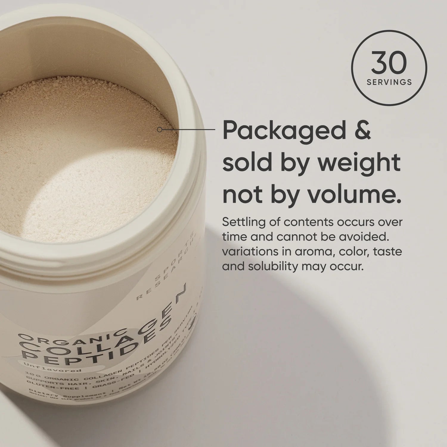 ® SR Organic Collagen Peptides Type I & III Protein from Grass-Fed Cows Unflavored (30 Servings)