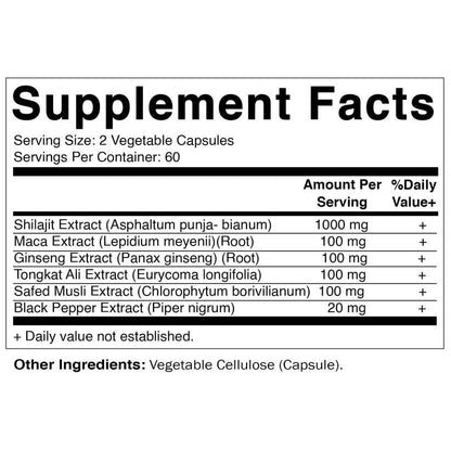 Shilajit 1400Mg 120 Vegeterian Caps Ginseng/Maca Fulvic Forrmula