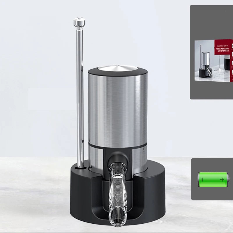 Automatic Wine Decanter Dispenser with Base Quick Sobering Electric Wine Decanter Aerator Pourer for Bar Party Kitchen Bar Tools