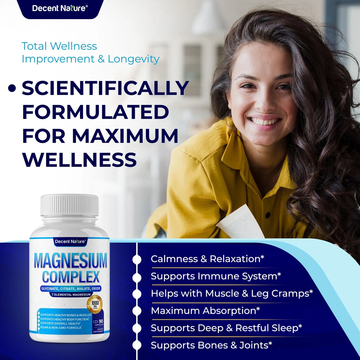 Magnesium Complex 1000Mg Made with 7 Elemental Magnesium 90 Capsules