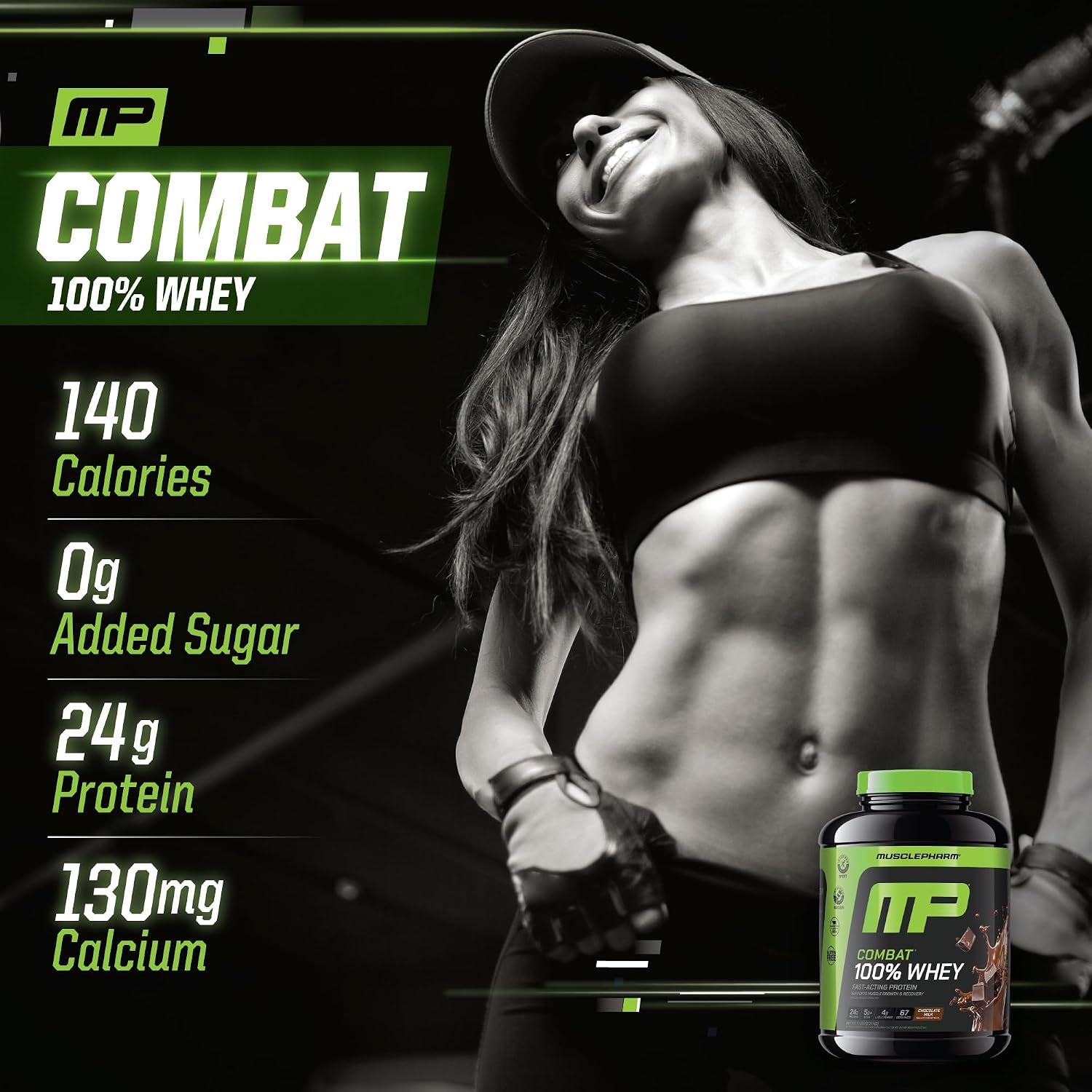 Musclepharm Combat 100% Whey Protein Powder, Chocolate Milk, Fast Recovery & Muscle Gain with Whey Isolate, High Protein Powder for Women & Men, Gluten Free, 5Lb, 67 Servings