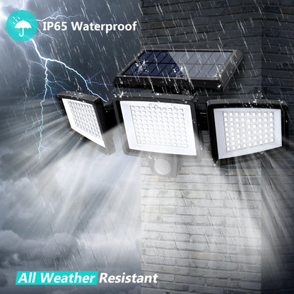 Tuffenough Solar Outdoor Lights 2500LM 210LED Security Lights,3 Heads Dimmable Spotlights with 3 Modes,Ip65 Waterproof,Suitable for Yard, Garage, Porch,Patio, Garden,Farm,Chicken Coop, Barn,Horse Stable,Pool,Father'S Day Gift