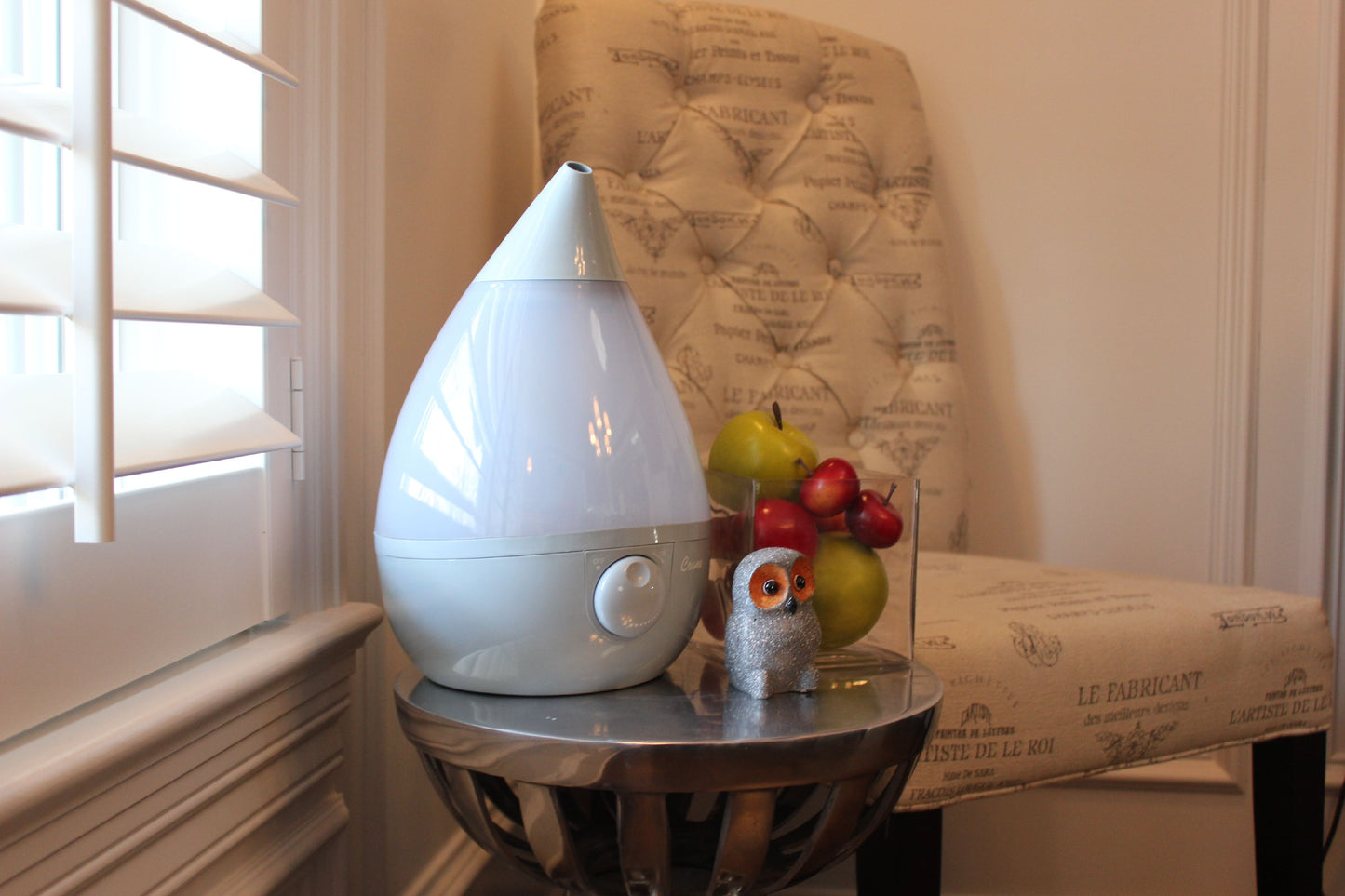 Crane Ultrasonic Teardrop Cool Mist Humidifier, Large 1 Gal Tank, Automatic Shut-Off, Baby Humidifiers for Nursery and Bedroom, Grey