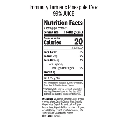 Organic Immunity Turmeric Pineapple Wellness Shots, 1.7 Fl Oz Bottle, 4-Pack