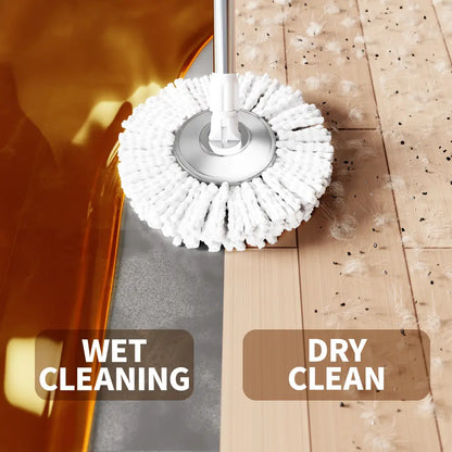 Spin Mop and Bucket Set with Wringer, 360° Rotating Mop Bucket System, Includes 3 Microfiber Mop Refill Heads and a 61-Inch Adjustable Stainless Steel Handle, Ideal for Bathroom Use, Efficient Floor Cleaning, Home Cleaning