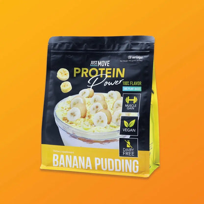 Just Move Protein - Banana Pudding - Vegan (Plant Based) Organic, Dairy Free, Soy Free, Gluten Free, Keto, Peanut Free, 20G Protein, Low Carb, Non GMO Supplements Fitness Dietary Supplement Loaded Workout Nutrition Powder Dessert Flavor Healthy Fruit
