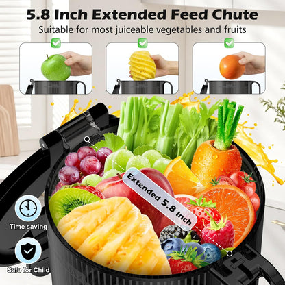 Juicer Machines with 5.8" Large Chute, 2-In-1 Cold Press Juicer for Whole Vegetables Fruits 400W, Masticating Juicer Easy to Clean Juice Extractor Machine for Making Nut Mike, Juice, Premium Gray