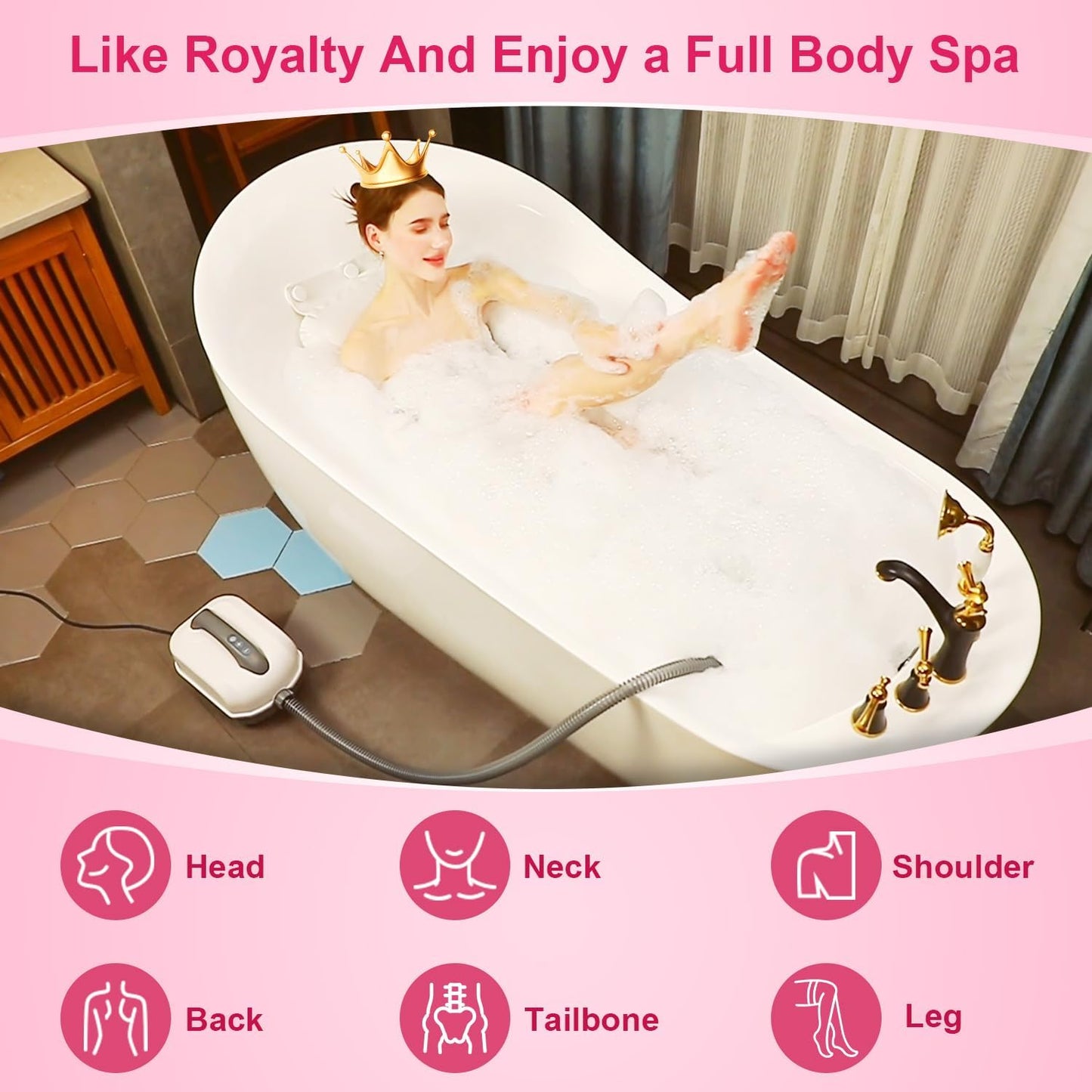 Bubble Bath Mat,Full Body Waterproof Spa Mat for Bathtub, 6-Speed Bubbles, Remote Control & Non-Slip Suction Cups for Home Relaxation