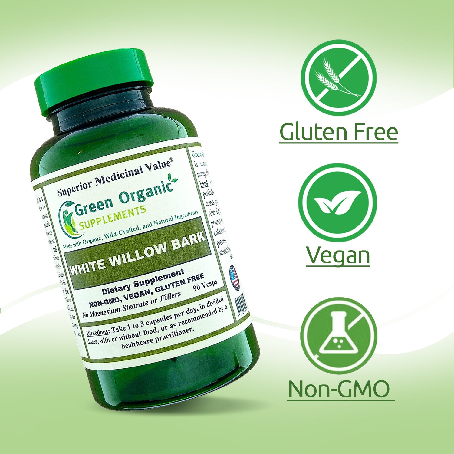 White Willow Bark Capsules 90 Veg Caps, 710Mg Willow Bark Extract, Non GMO