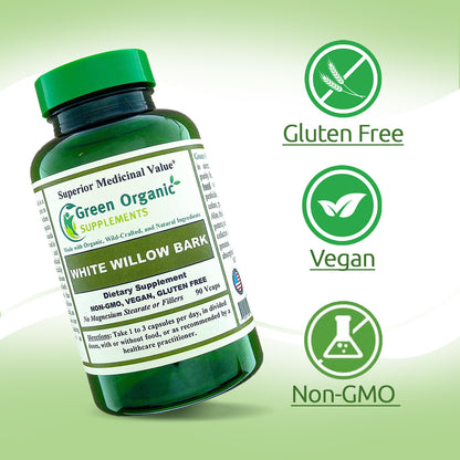 White Willow Bark Capsules 90 Veg Caps, 710Mg Willow Bark Extract, Non GMO