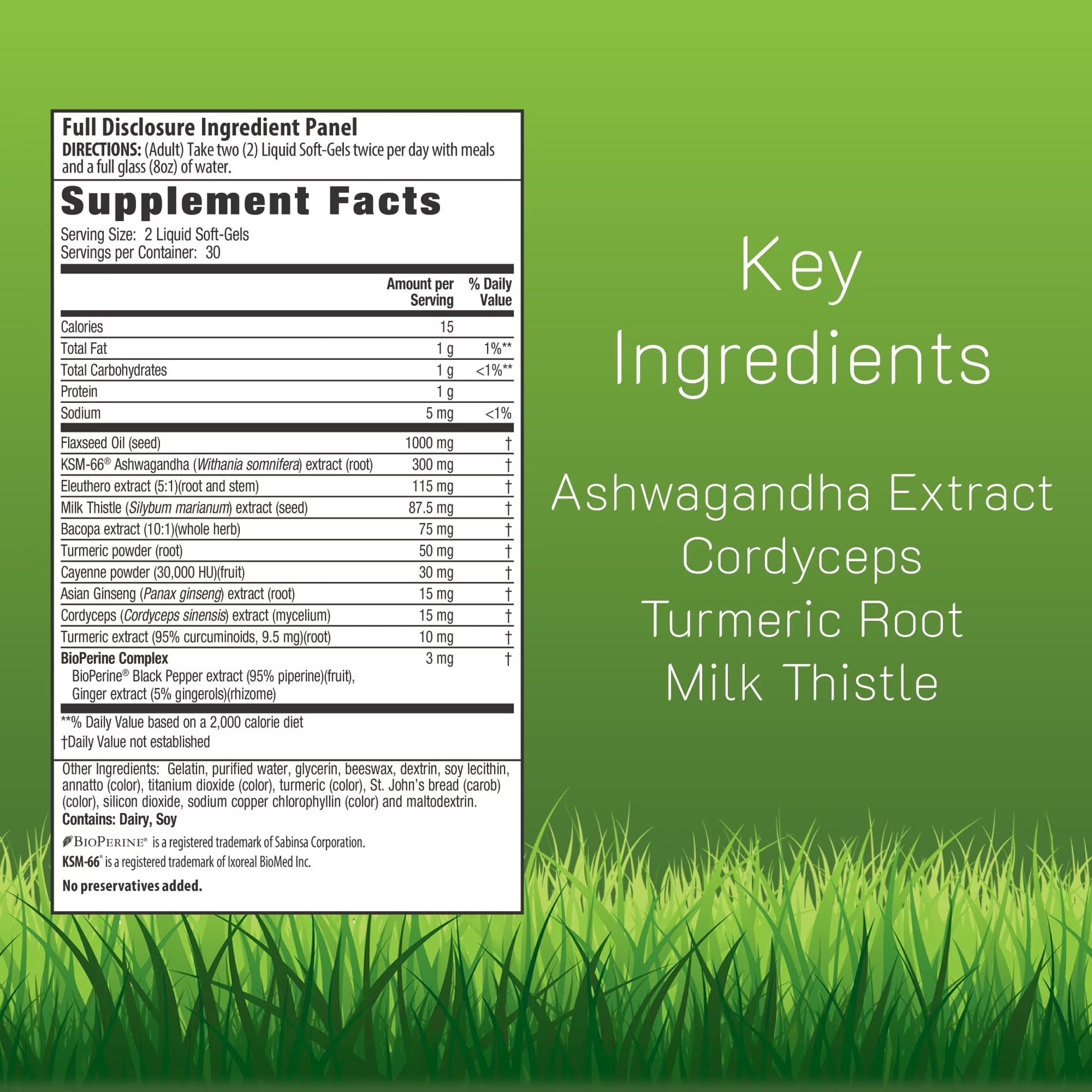Extra Strength Ashwagandha Mind & Body – 60 Liquid Soft-Gels