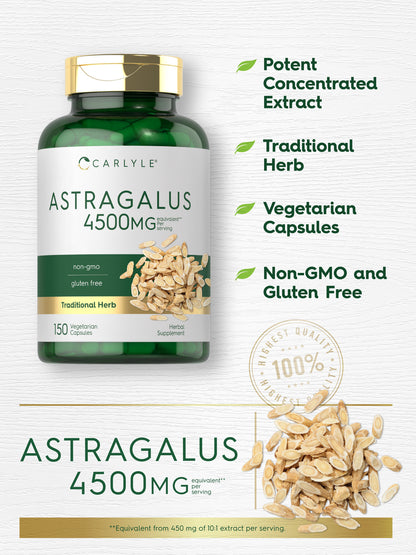 Astragalus Capsules 4500Mg | 150 Count | Vegetarian, Non-Gmo | by Carlyle