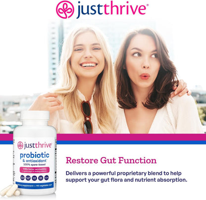 Probiotic & Antioxidant Supplement - 100% Spore-Based Digestive and Immune Support - Gluten Free, 90 Caps