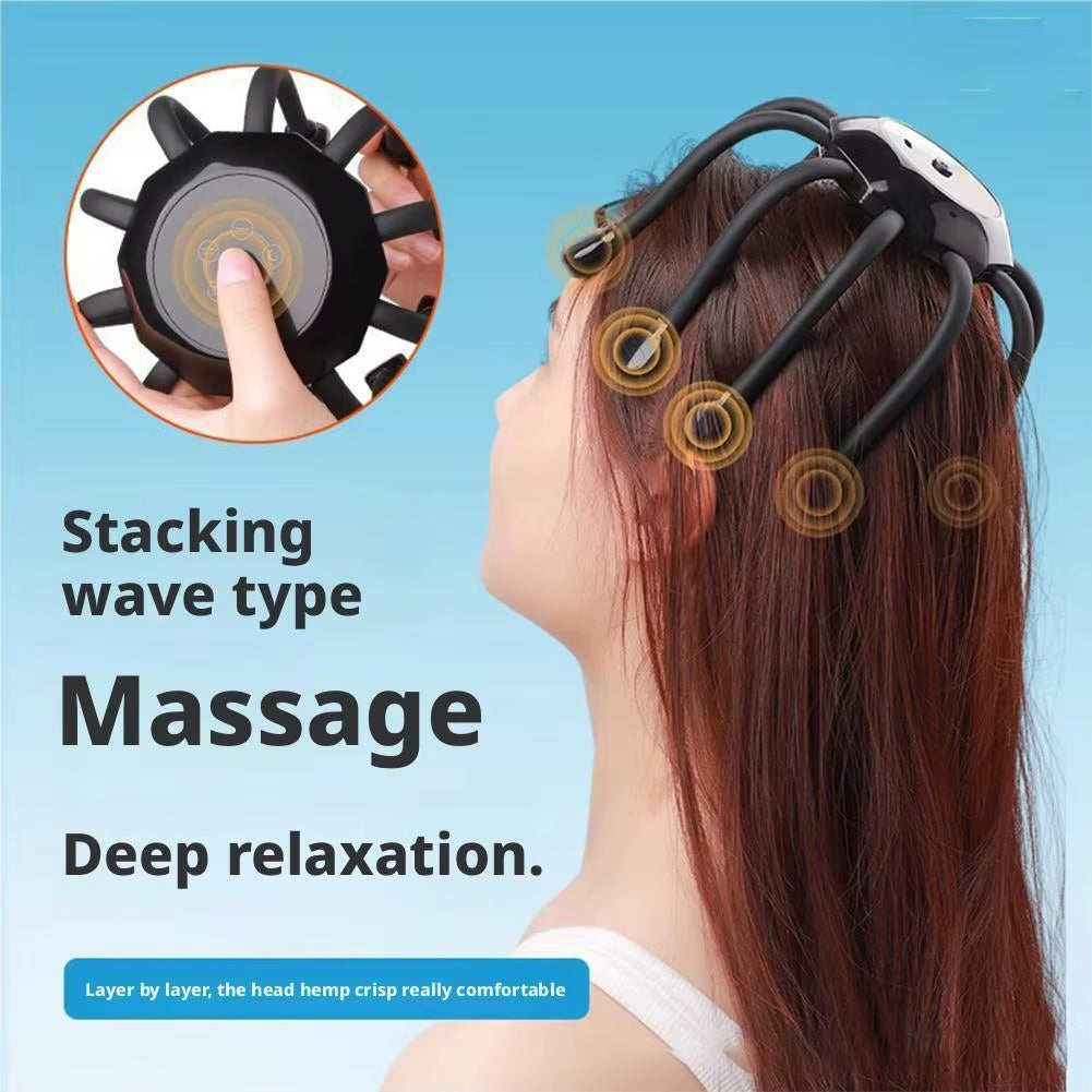 8-Claw Full Wrap Head Massage Machine 360 Degree Electric Point Massager Health Care Octopus Scalp Scratcher for Relaxation