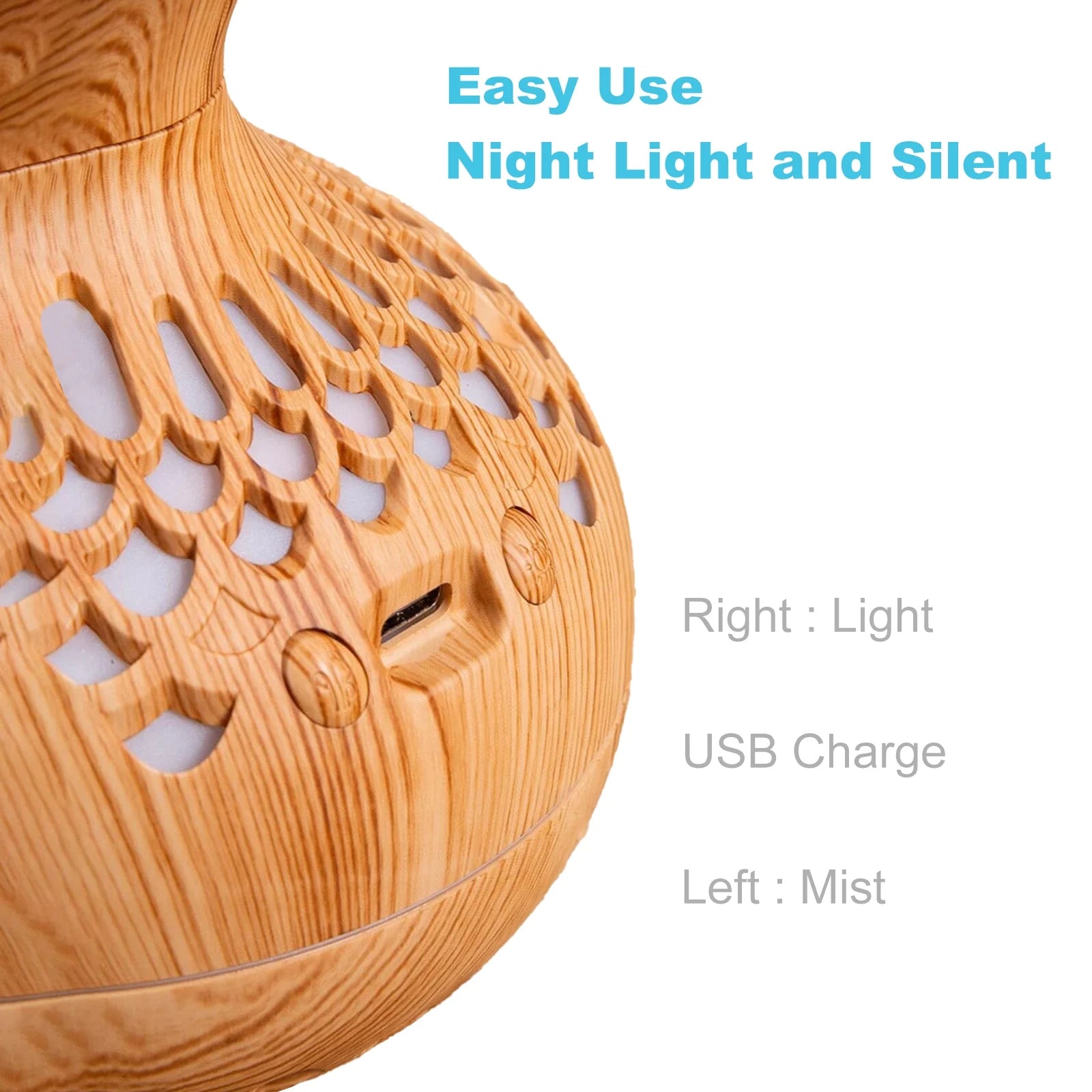 Humidifier for Room Cool Mist Humidifier 300 ML Vaporizer Mini Humidifier for Bedroom with Night Light USB Charge Flower Vase Shape