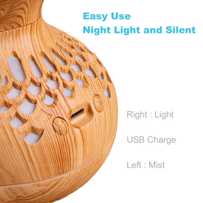 Humidifier for Room Cool Mist Humidifier 300 ML Vaporizer Mini Humidifier for Bedroom with Night Light USB Charge Flower Vase Shape