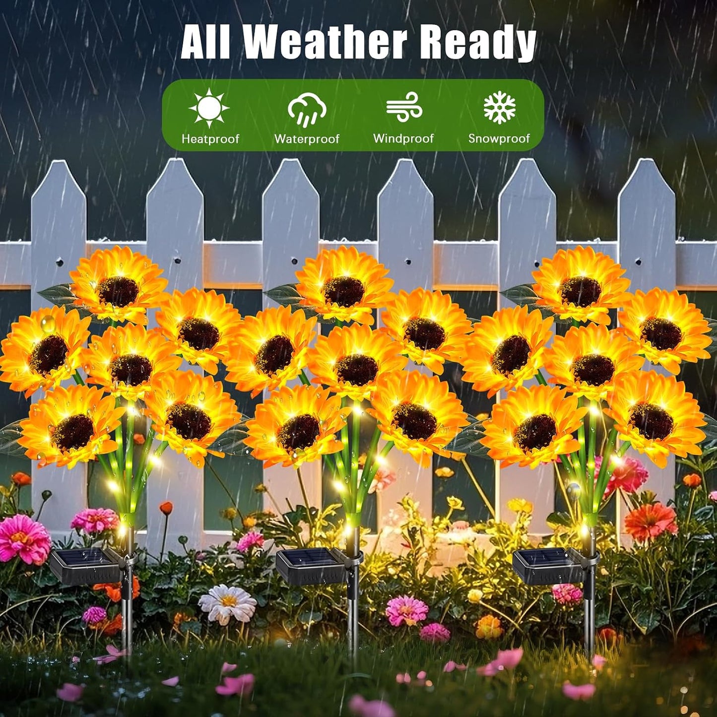 Solar Sunflower Lights Outdoor 4 Pack with 24 Sunflower Outdoor Lights Waterproof,Solar Flowers for Patio Landscape Flower Pathway,Birthday Gifts for Mom Grandma