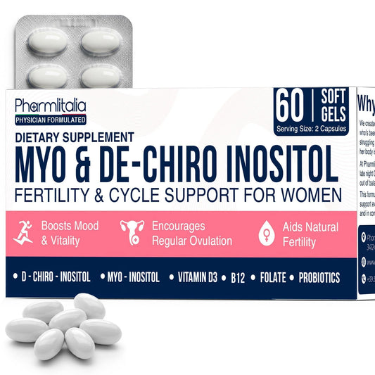 Myo Inositol D Chiro Inositol Supplement for Women Hormone Balance Healthy Ovarian Support 40:1 Myo Inositol Blend with Folate Vitamin D3 B12 & 20 Billion CFU Probiotics 60 Capsules