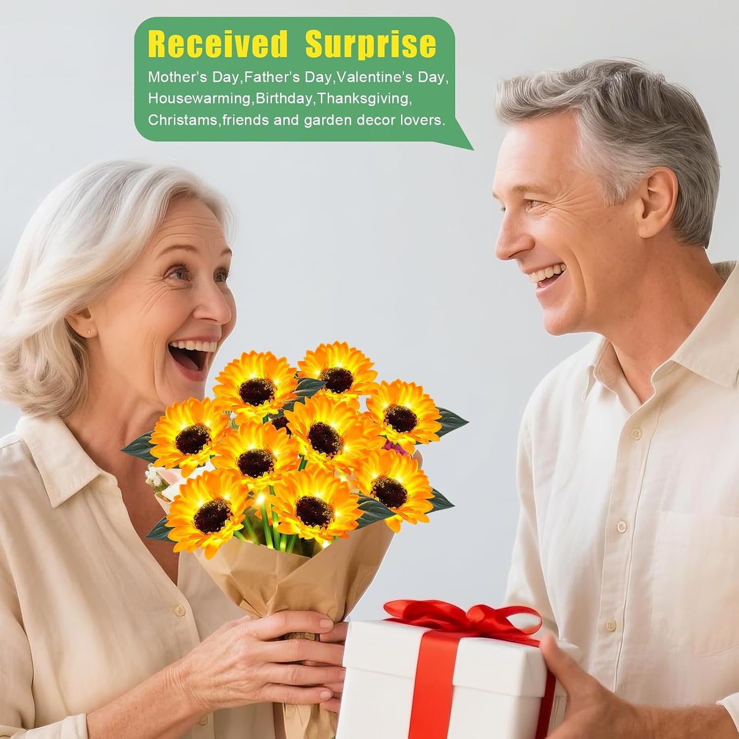 Solar Sunflower Lights Outdoor 4 Pack with 24 Sunflower Outdoor Lights Waterproof,Solar Flowers for Patio Landscape Flower Pathway,Birthday Gifts for Mom Grandma