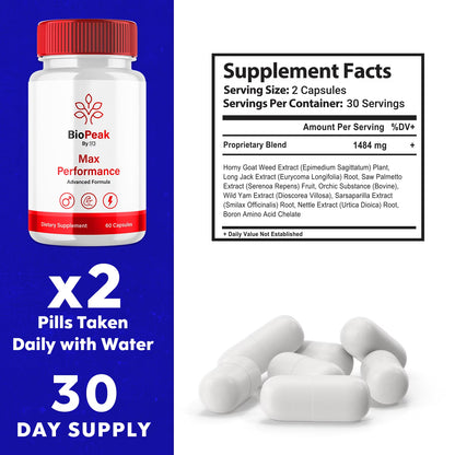 Biopeak for Men Advanced Formula Male Wellness Supplement Pills Bio Peak 60 Capsules