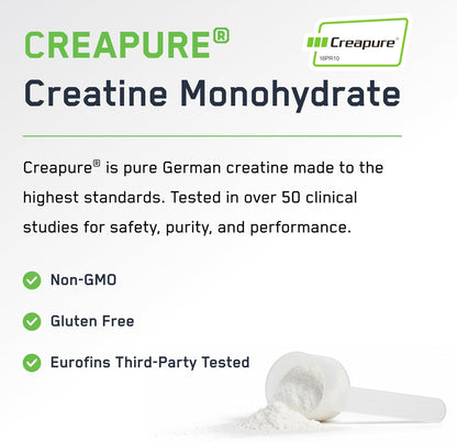 Creapure Creatine Monohydrate Powder - German Creatine Powder for Men & Women - Gym Workout Nutritional Supplements for Muscle Gain, Brain Health & Strength Building, 5G per Serv, 30 Servings