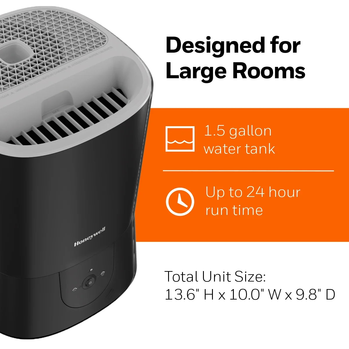 1.5 Gal. 500 Sq Ft Filter Free Warm Mist Humidifier with Essential Oil Cup, Black, HWM440