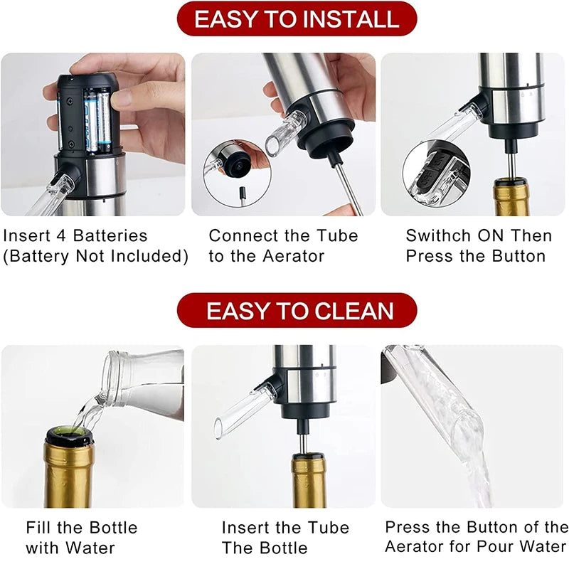 Automatic Wine Decanter Dispenser with Base Quick Sobering Electric Wine Decanter Aerator Pourer for Bar Party Kitchen Bar Tools